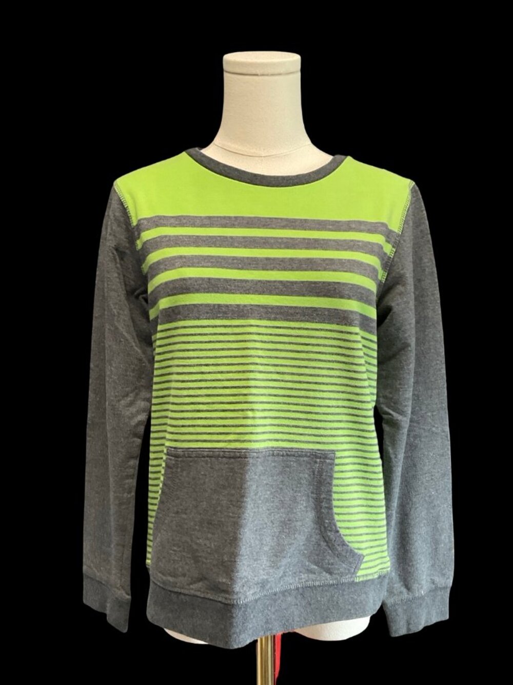 Lime/Grey Striped Sweatshirt